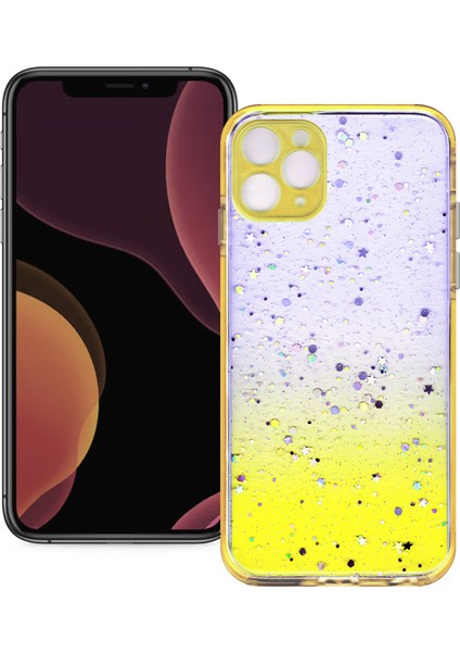 Apple iPhone 11 Pro Simli Şeffaf Sert Slikon Kılıf