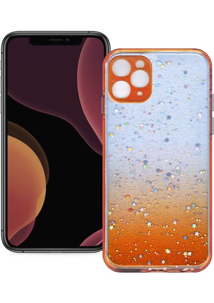 Apple iPhone 11 Pro Simli Şeffaf Sert Slikon Kılıf