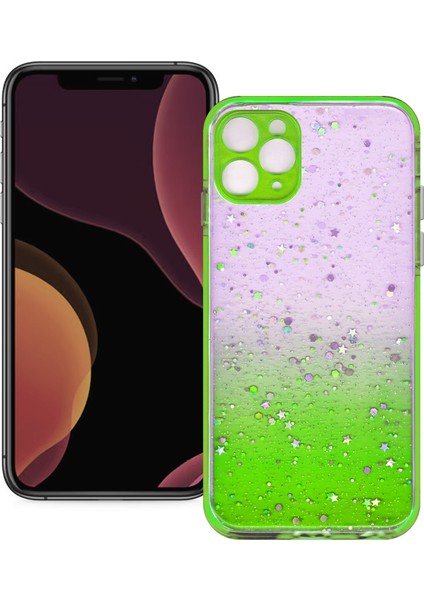 Apple iPhone 11 Pro Simli Şeffaf Sert Slikon Kılıf
