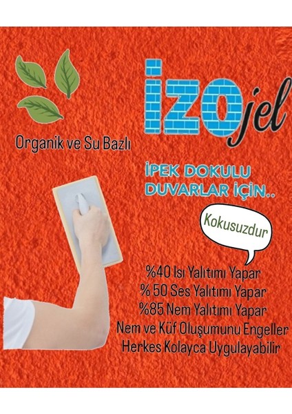 Izojel Organik Ipek Sıva - IZO-004 Turuncu -Dekoratif Yalıtım Sıvası - Ses & Isı & Nem Yalıtımı