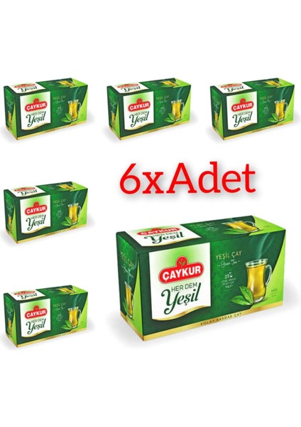 6'lı Yeşil Çay Bardak Poşet 25'li