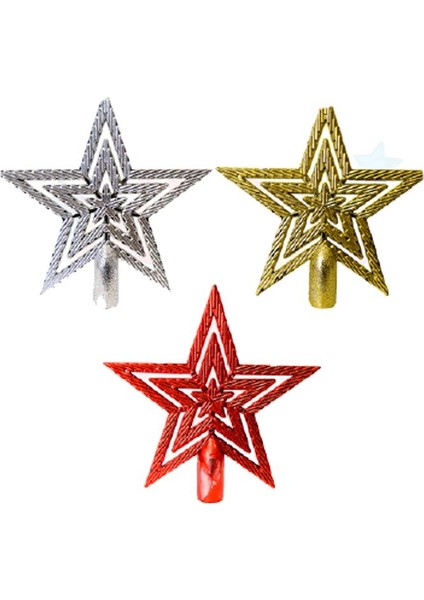 Altın Gümüş Kırmızı Renk Çam Ağacı Tepeliği 10 cm Mini Boy 3 Adet