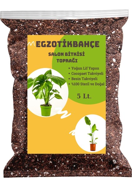 Egzotikbahçe Torf Salon Bitkisi Çiçek Toprağı 5l. Besin Takviyeli Profesyonel Karışım Toprak