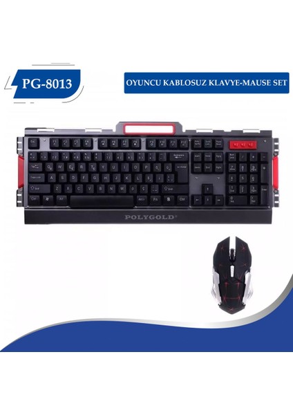 PG-8013 Kablosuz Oyuncu Işıklı Klavye + Mouse Set