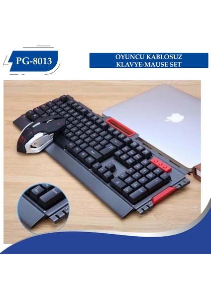 PG-8013 Kablosuz Oyuncu Işıklı Klavye + Mouse Set