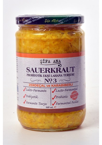 Zerdeçallı Probiyotik Sauerkraut Turşu (660 Cc.) No:3