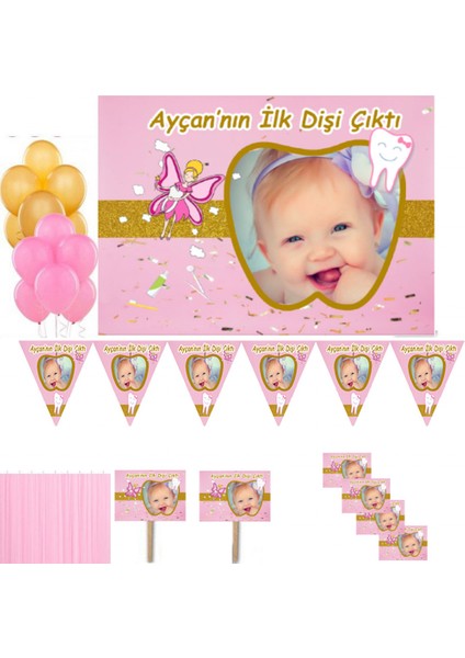 Altın Konsept Diş Buğdayı Parti Sesi Kız Bebek Süsleme