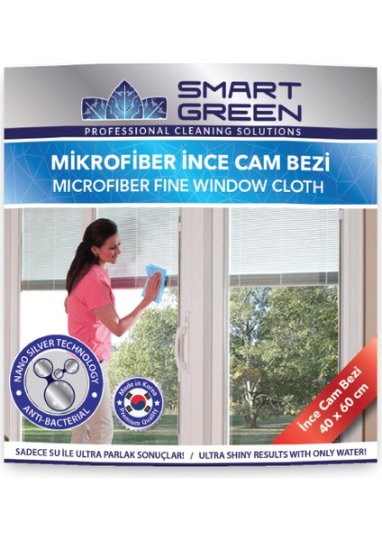 grrreen Farma Smart grrreen Nano Silver Microfiber Cam Temizlik Bezi 40X60 (Ince)