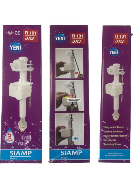 Tema Siamp Rezervuar Iç Takım 101 Bas Flatör Alttan Su Girişli 3/8 " modelleri