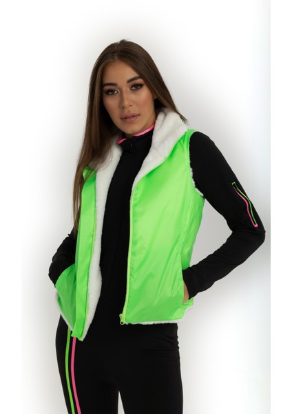 Elifim Moda Tasarım Sd Neon Yeşili Yelek