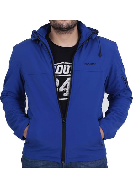 Ceket Jaws Kapşonlu Soft Shell Motosiklet Montu Mavi - L