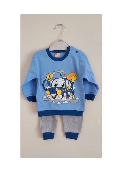 Erkek Bebek Alt Üst Pijama Takımı Eşofman Araba Desenli