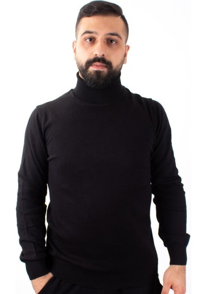 3623 Siyah Balıkçı Yaka Erkek Kazak fiyatları