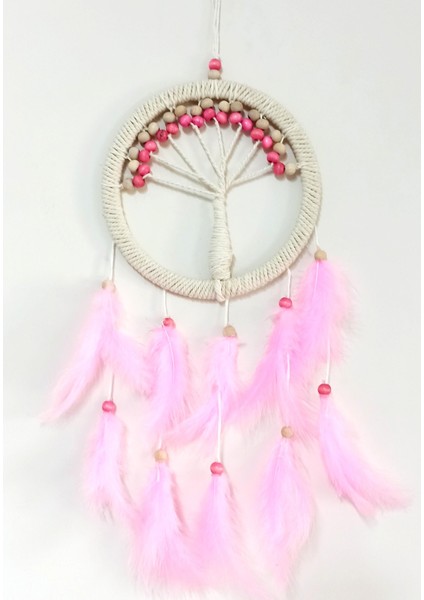 Pembe Kuş Tüylü Hayat Ağacı Dream Catcher Duvar Süsü fiyatları