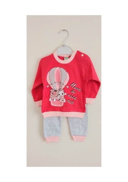 Kız Bebek Uçan Balon Desenli Alt Üst Pijama Takımı Eşofman
