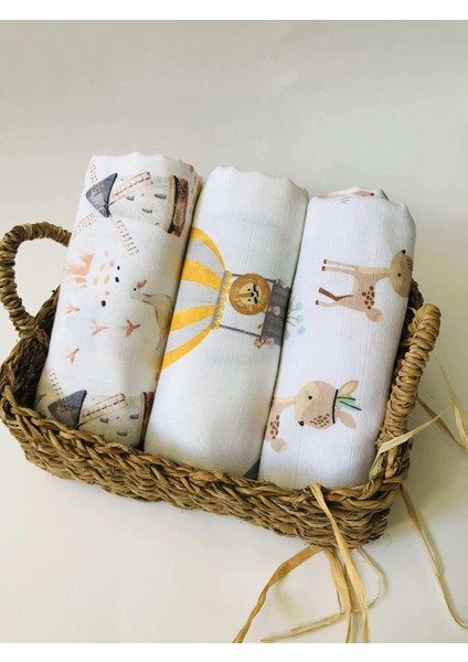 3 Adet Çok Amaçlı Müslin Bezi Örtü Battaniye