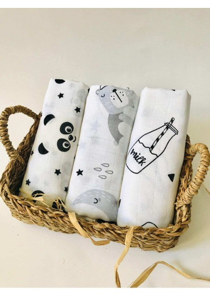 3 Adet Çok Amaçlı Müslin Bezi Örtü Battaniye