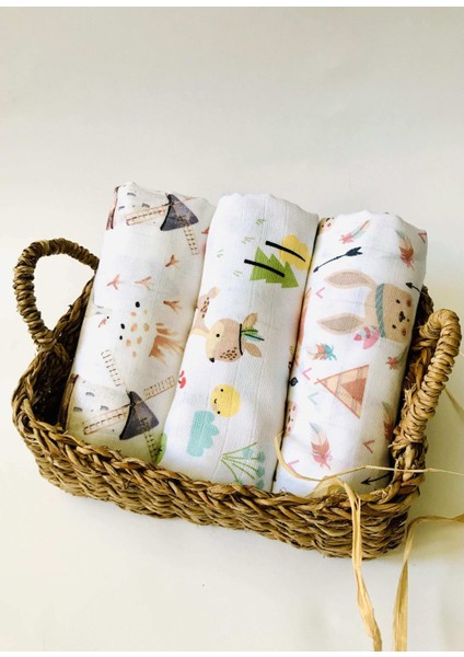 3 Adet Çok Amaçlı Müslin Bezi Örtü Battaniye