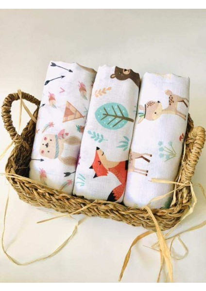 3 Adet Çok Amaçlı Müslin Bezi Örtü Battaniye