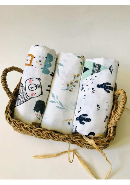 3 Adet Çok Amaçlı Müslin Bezi Örtü Battaniye