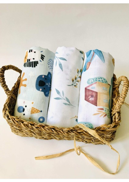 3 Adet Çok Amaçlı Müslin Bezi Örtü Battaniye