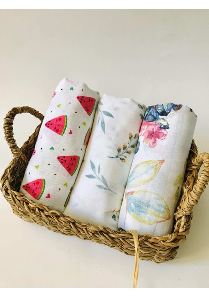 3 Adet Çok Amaçlı Müslin Bezi Örtü Battaniye