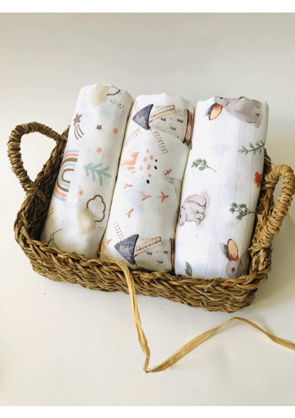 3 Adet Çok Amaçlı Müslin Bezi Örtü Battaniye