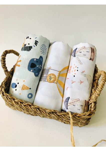 3 Adet Çok Amaçlı Müslin Bezi Örtü Battaniye