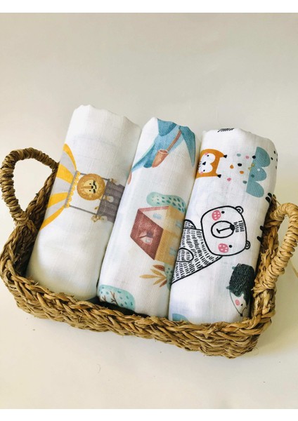 3 Adet Çok Amaçlı Müslin Bezi Örtü Battaniye