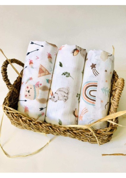 3 Adet Çok Amaçlı Müslin Bezi Örtü Battaniye