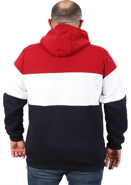 Mocgrande Büyük Beden Parçalı Kapüşonlu Sweat 22736 Bordo fiyatları