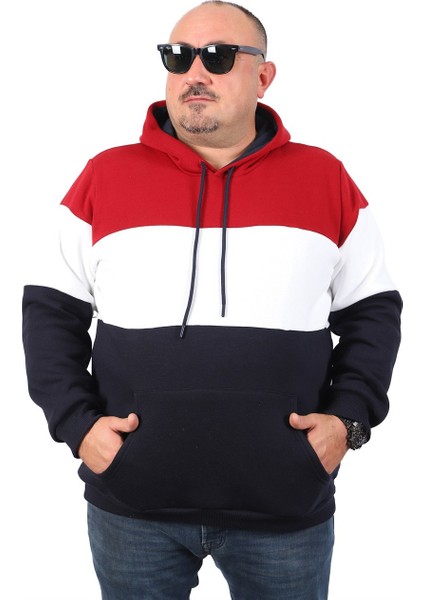 Mocgrande Büyük Beden Parçalı Kapüşonlu Sweat 22736 Bordo modelleri