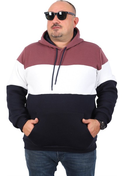 Mocgrande Büyük Beden Parçalı Kapüşonlu Sweat 22736 Lıla