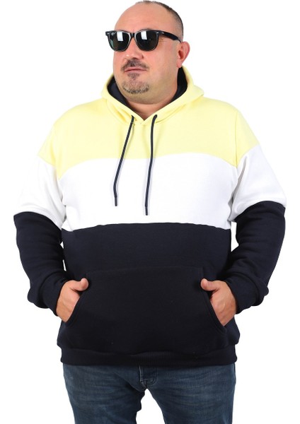 Mocgrande Büyük Beden Parçalı Kapüşonlu Sweat 22736 Sarı modelleri