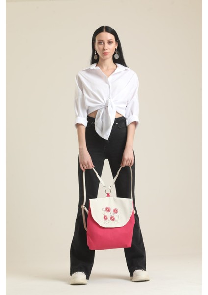 Pembe Nakışlı Tasarım Sırt Çantası fiyatları