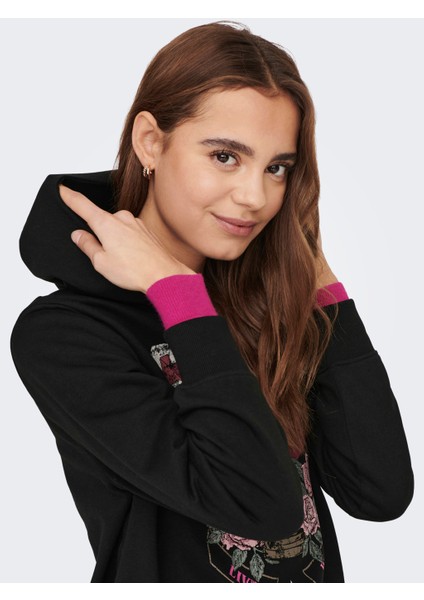 Kapüşonlu Siyah Kadın Sweatshirt 15273880