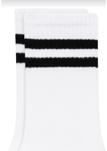 Çorap 4 Çift Unisex Beyaz Çizgili Kolej fiyatları
