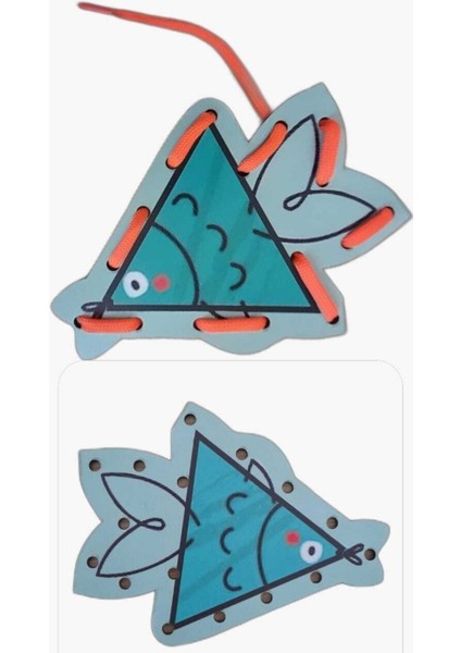 Voleecraft Ahşap Eğitici Eğlenceli Renkli Baskılı Şekiller Ip Geçirme Oyunu, Montessori Oyuncak fırsatları