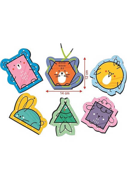 Voleecraft Ahşap Eğitici Eğlenceli Renkli Baskılı Şekiller Ip Geçirme Oyunu, Montessori Oyuncak indirimleri