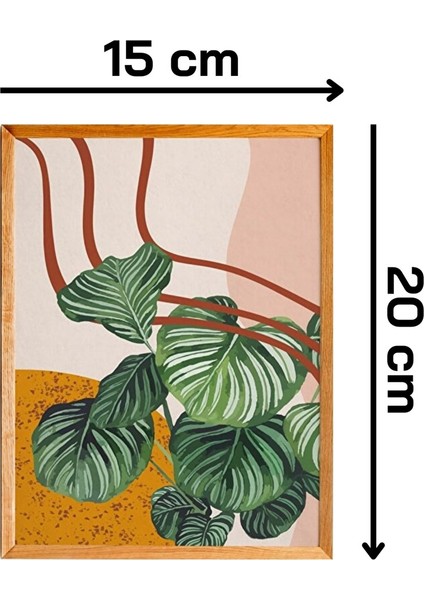 3 Parça Ahşap Çerçeve Görünümlü Vintage Yaprak Duvar Dekoru Salon Mutfak Yatak Odası Için Tablo Seti