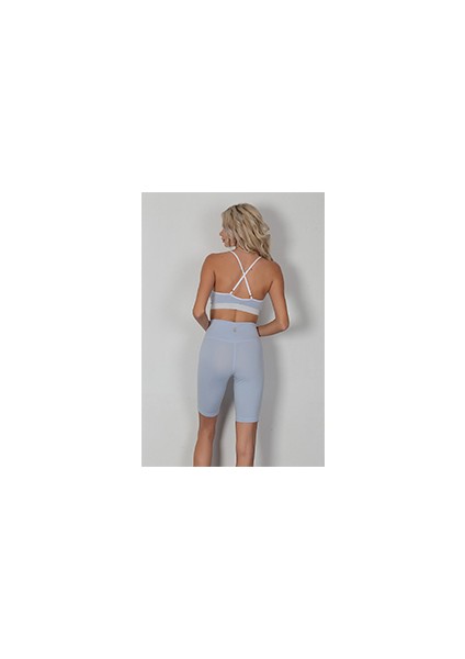 Alt Üst Bralet Tayt Şort Spor Büstiyer Takımı Açık Mavi