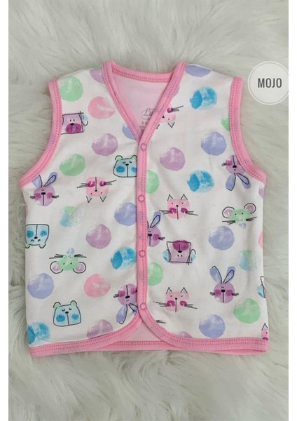 Mojo Kız Bebek Animals&Balon Figürlü Yelek LG6687 Pembe