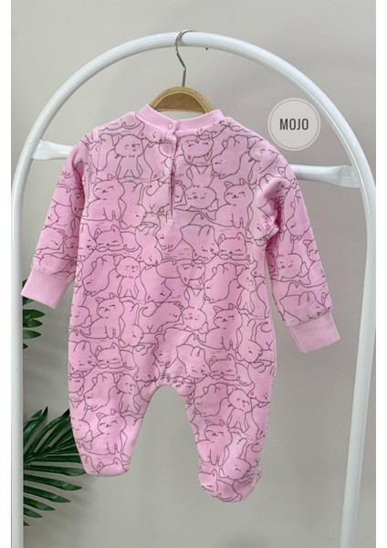 Mojo Kız Bebek Pink Cats Kadife Parçalı Tulum 7153 Pembe