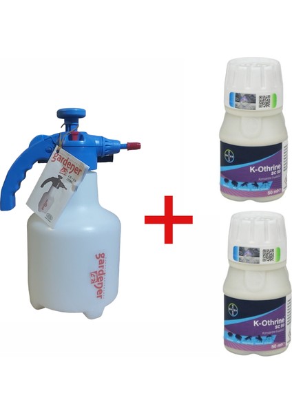 2 Adet K-Othrine SC50 50ML Hamam, Kalorifer Böceği Ilacı ve 2lt Gardener Basınçlı Ilaçlama Pompası