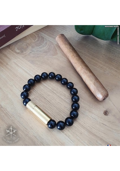 Punch Bileklik Brass Oniks - M