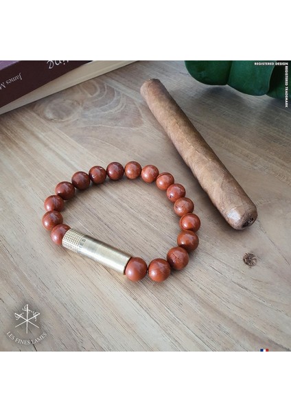 Punch Bileklik Brass Kırmızı Jasper - L