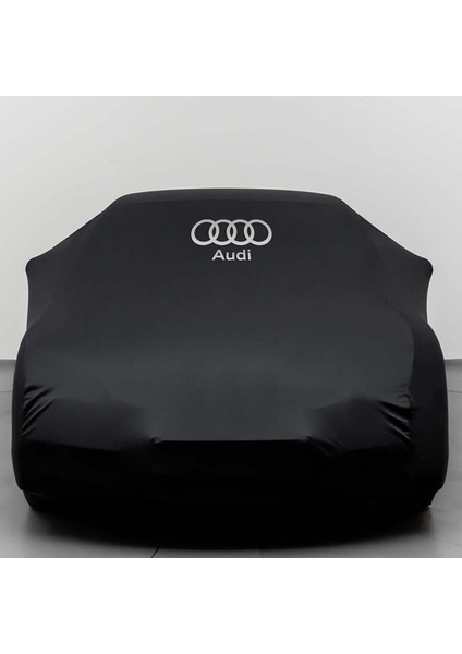 Audı A4 B8 Sedan (2007-2011) Siyah Otomobil Kumaş Logolu Penye Oto Örtüsü
