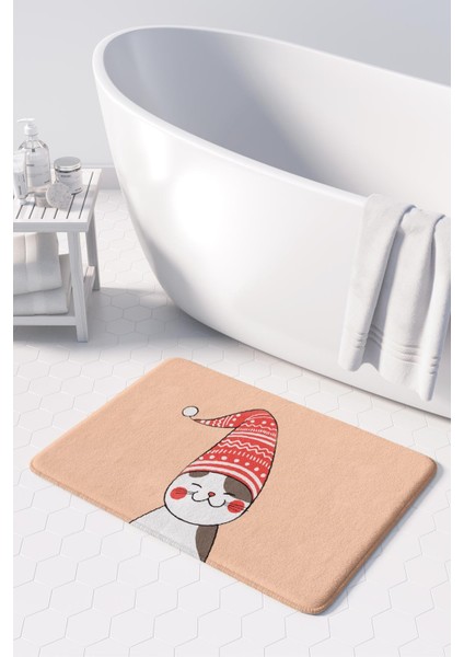 Sevimli Tasarımlı Yılbaşı Dekoru Banyo Paspası, Kaymaz Taban, Makinede Yıkanabilir, Yeni Yıl Paspası (40X60) fiyatları