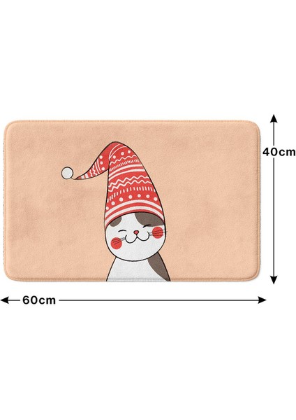Sevimli Tasarımlı Yılbaşı Dekoru Banyo Paspası, Kaymaz Taban, Makinede Yıkanabilir, Yeni Yıl Paspası (40X60) modelleri