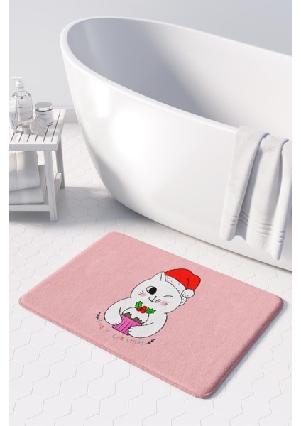 Sevimli Tasarımlı Yılbaşı Dekoru Banyo Paspası, Kaymaz Taban, Makinede Yıkanabilir, Yeni Yıl Paspası (40X60) fiyatları